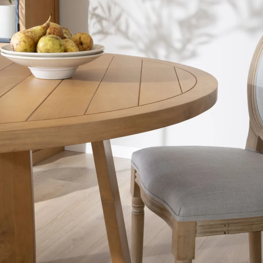 Amaia Table à manger ronde en bois massif de manguier
