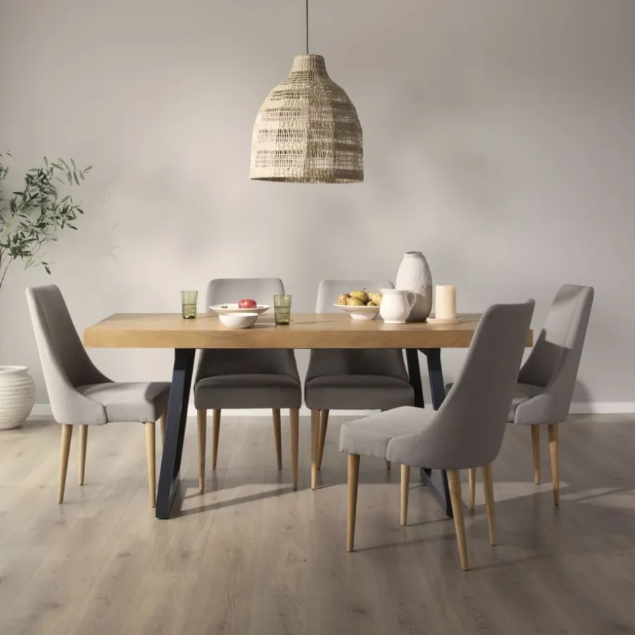 Amaia Table à manger rectangulaire en bois massif de manguier et métal