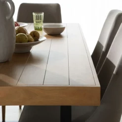Amaia Table à manger rectangulaire en bois massif de manguier et métal