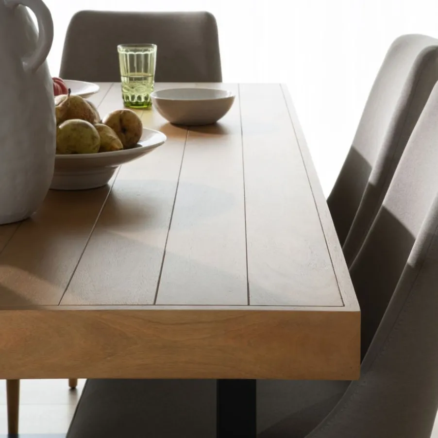 Amaia Table à manger rectangulaire en bois massif de manguier et métal