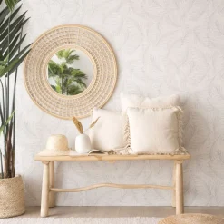 Arade Miroir rond mural en rotin naturel