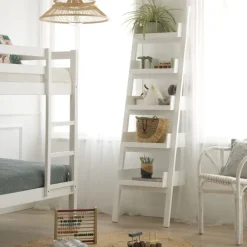 Bassay étagère échelle en bois laqué blanc