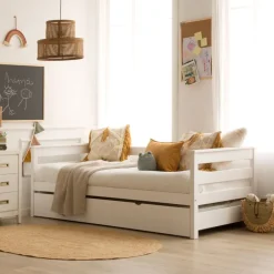 Bemy Lit nid pour matelas de 90x190 laqué en blanc