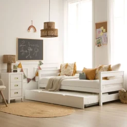 Bemy Lit nid pour matelas de 90x190 laqué en blanc