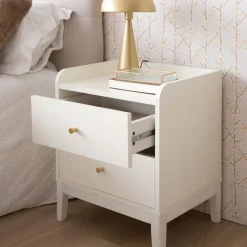 Berna Table de chevet en bois laqué blanc