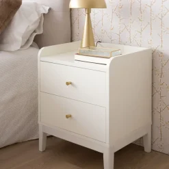 Berna Table de chevet en bois laqué blanc