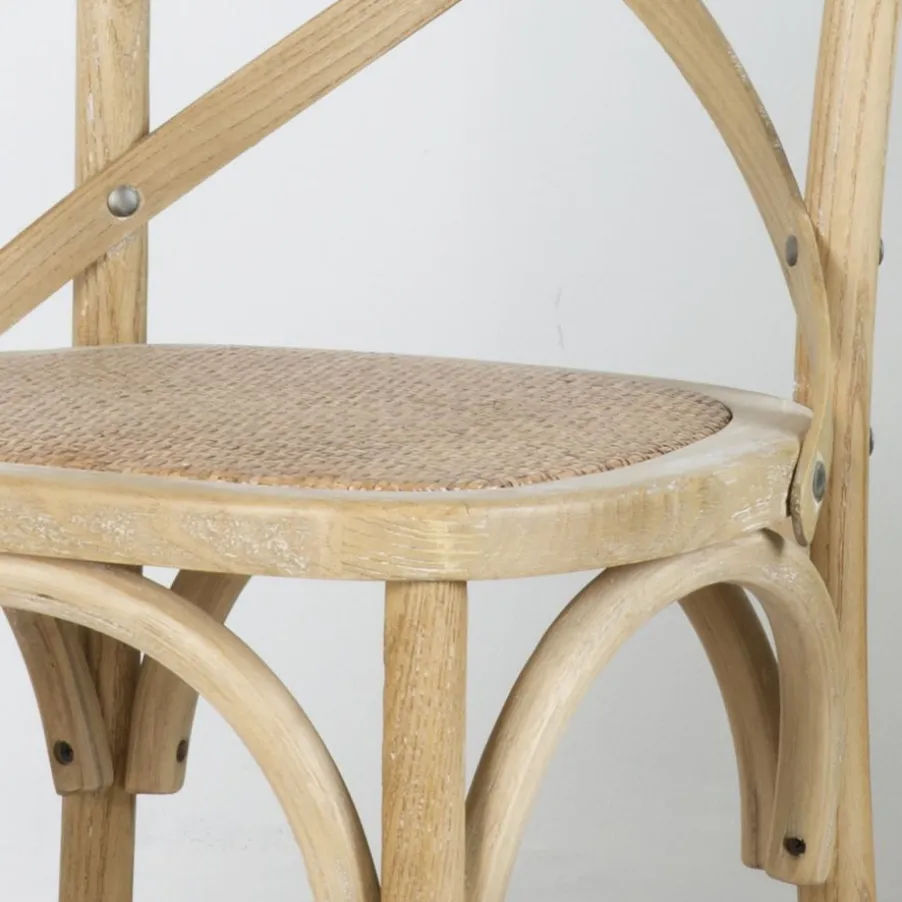 Bihar Chaise en bois massif d'orme couleur naturelle antique