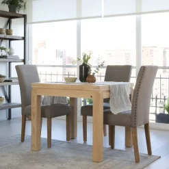 Blay Table à manger extensible carrée 90/180 en bois couleur naturelle