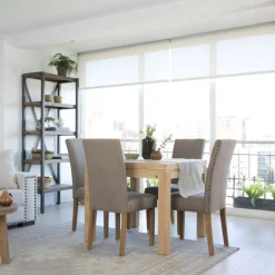 Blay Table &agrave; manger extensible carrée 90/180 en bois couleur naturelle
