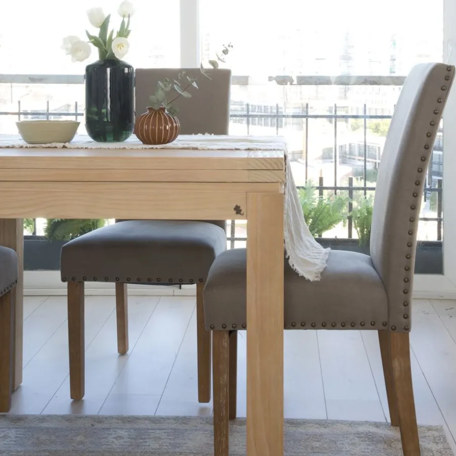 Blay Table à manger extensible carrée 90/180 en bois couleur naturelle