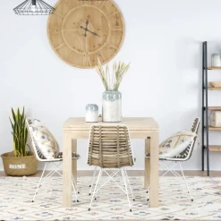 Blay Table à manger extensible carrée 90/180 en bois couleur naturelle