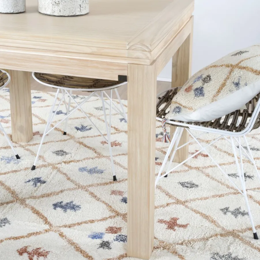 Blay Table à manger extensible carrée 90/180 en bois couleur naturelle