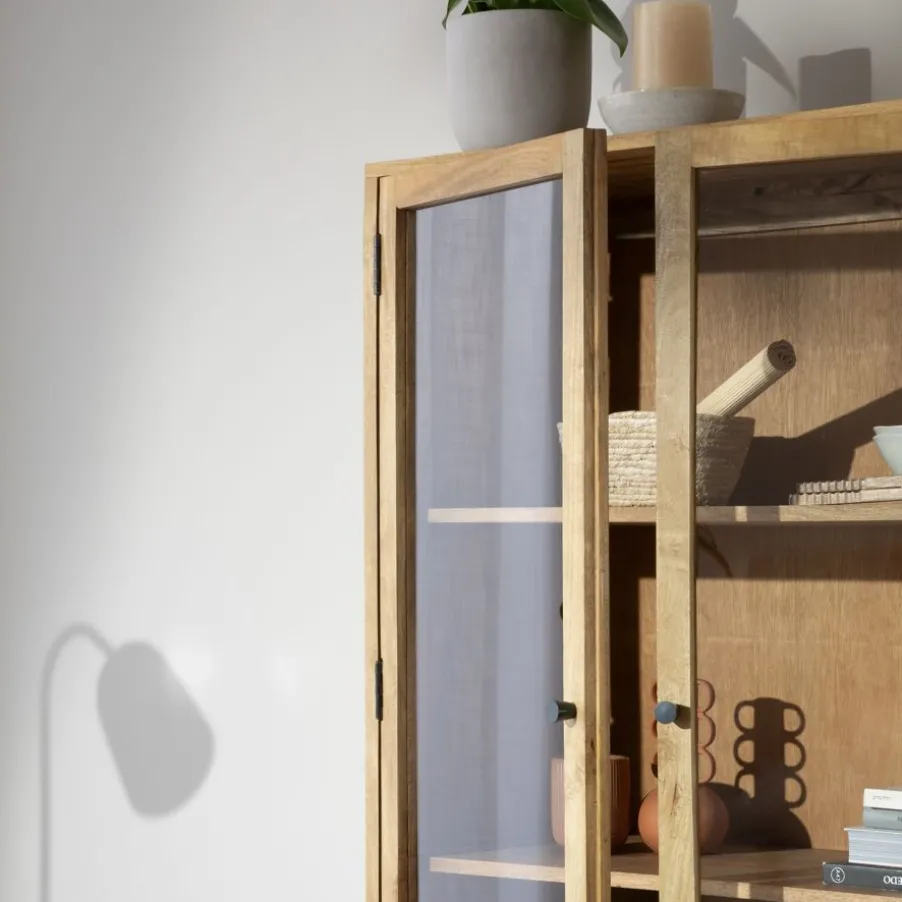 Boréal Vitrine en bois massif de manguier et métal