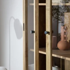Boréal Vitrine en bois massif de manguier et métal