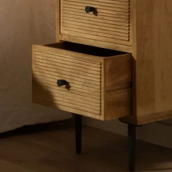 Boreal Table de nuit en bois massif de manguier et métal