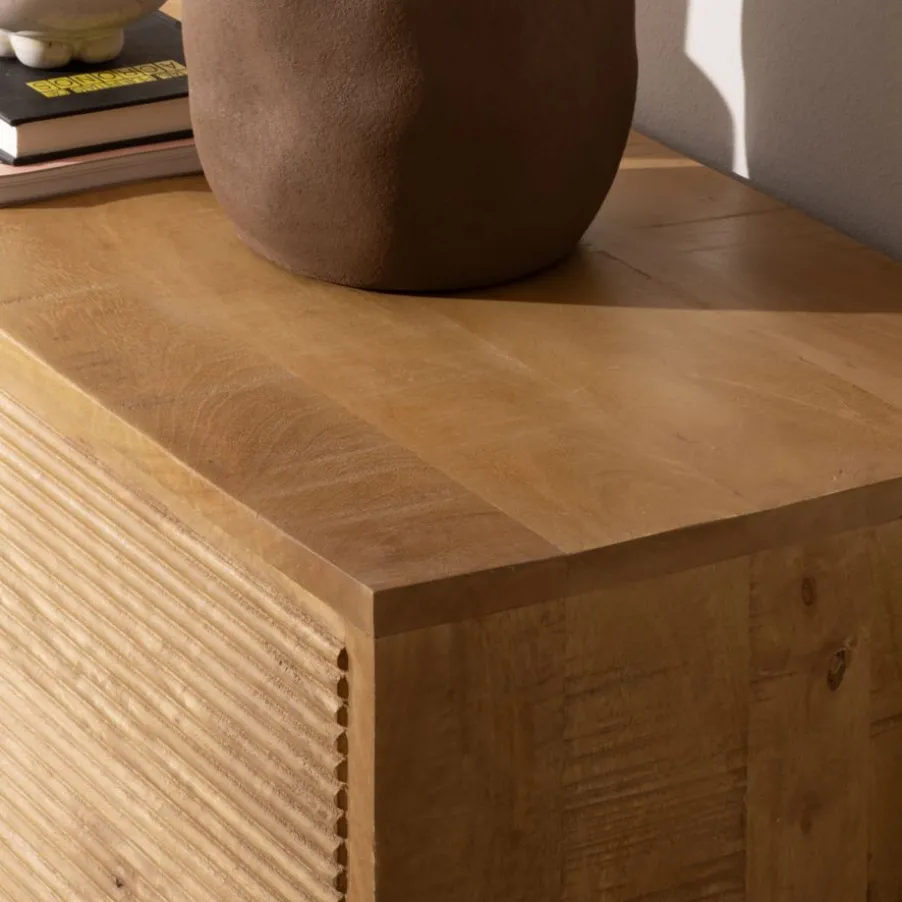 Boreal Table de nuit en bois massif de manguier et métal
