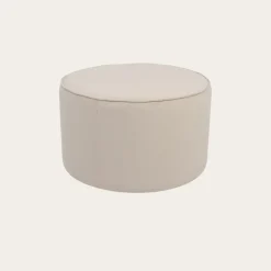 Camille Puf de sal&oacute;n redondo tapizado en terciopelo beige