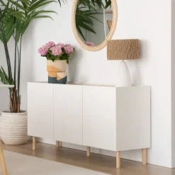 Canes Buffet bas blanc mat et naturel duna