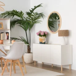 Canes Buffet bas blanc mat et naturel duna