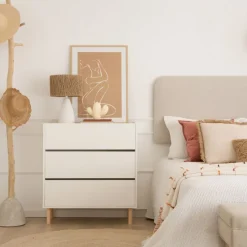 Canes Commode blanc mat et naturel duna
