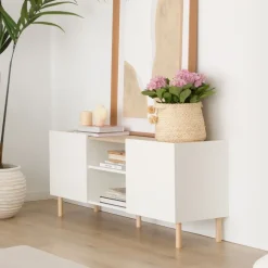 Canes Meuble tv petit blanc mat et naturel duna
