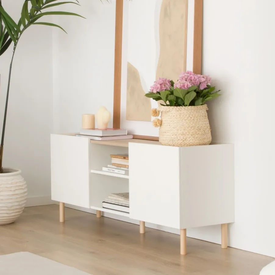 Canes Meuble tv petit blanc mat et naturel duna