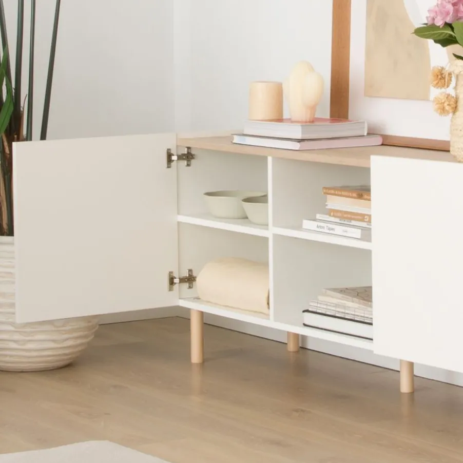 Canes Meuble tv petit blanc mat et naturel duna