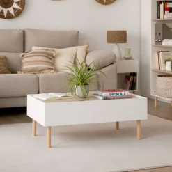 Canes Table basse blanc mat et naturel duna
