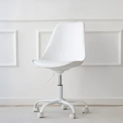 Christie Chaise de bureau blanche &agrave; roulettes