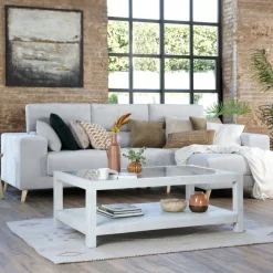 Cuzco Table basse en bois massif et verre