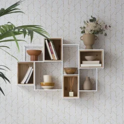 Dallas étagère murale en bois et métal blanc