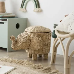 Delfi Panier en forme d'éléphant en rotin naturel