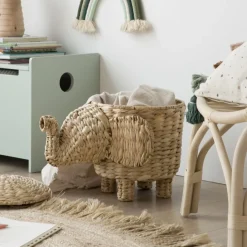 Delfi Panier en forme d'éléphant en rotin naturel