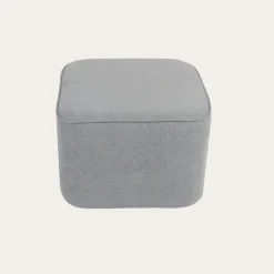 Dominique Puf de sal&oacute;n cuadrado tapizado gris
