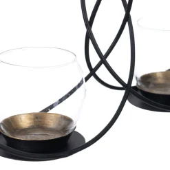 Dupla Bougeoirs en métal noir / verre