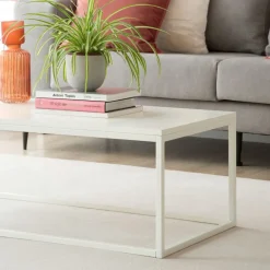 Ellie Table basse rectangulaire laqué en blanc