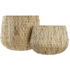 Elmes Ensemble de 2 pots de fleurs en fibre naturelle