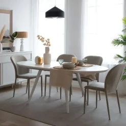 Ensemble De table extensible didier et 4 chaises de salle &agrave; manger beige beirut