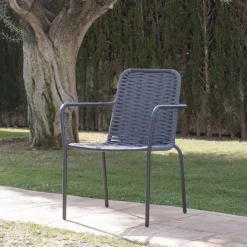 Ensemble Table inset et 6 chaises mink anthracite/grafito