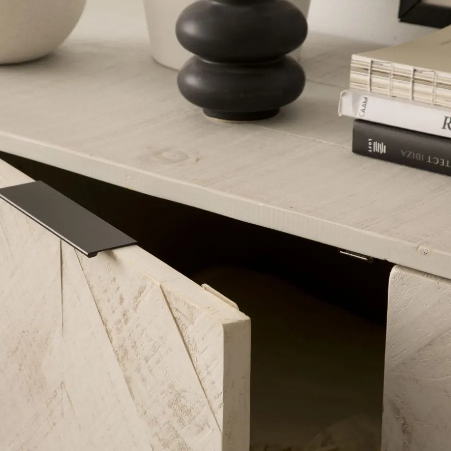 Enzo Buffet en bois massif et métal couleur blanc wild