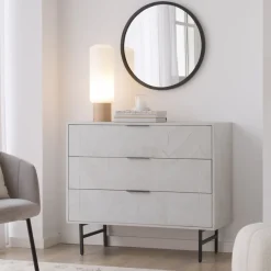 Enzo Commode en bois massif et métal couleur blanc wild