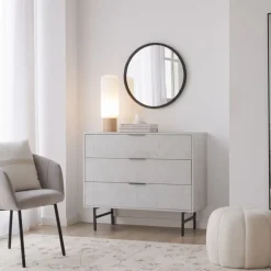 Enzo Commode en bois massif et métal couleur blanc wild