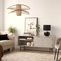 Enzo Meuble tv en bois massif et métal couleur blanc wild