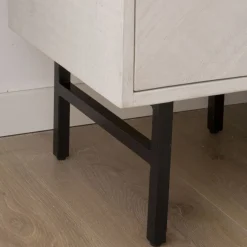 Enzo Table de nuit en bois massif et métal couleur blanc wild