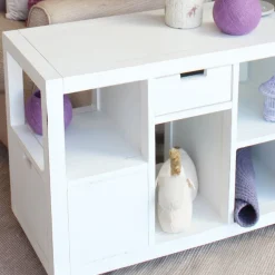 Evoiss Meuble d'appoint &agrave; roulettes laqué en blanc