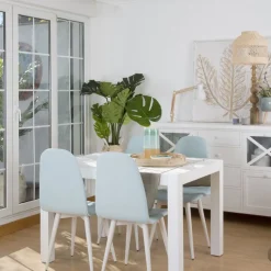 Gael Table &agrave; manger rectangulaire extensible 120/170 en bois laqué blanc