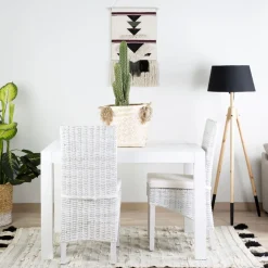 Gael Table &agrave; manger rectangulaire extensible 120/170 en bois laqué blanc