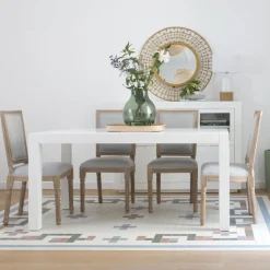 Gael Table &agrave; manger rectangulaire extensible 140/190 en bois laqué blanc