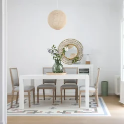 Gael Table &agrave; manger rectangulaire extensible 140/190 en bois laqué blanc