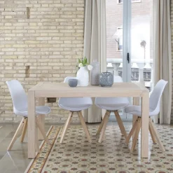 Gael Table &agrave; manger extensible rectangulaire 140/190 en bois couleur naturelle